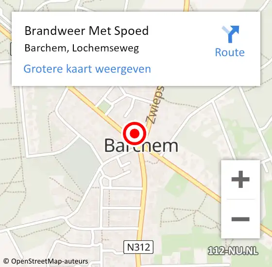 Locatie op kaart van de 112 melding: Brandweer Met Spoed Naar Barchem, Lochemseweg op 21 augustus 2018 10:13