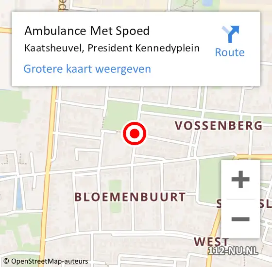 Locatie op kaart van de 112 melding: Ambulance Met Spoed Naar Kaatsheuvel, President Kennedyplein op 21 augustus 2018 11:08
