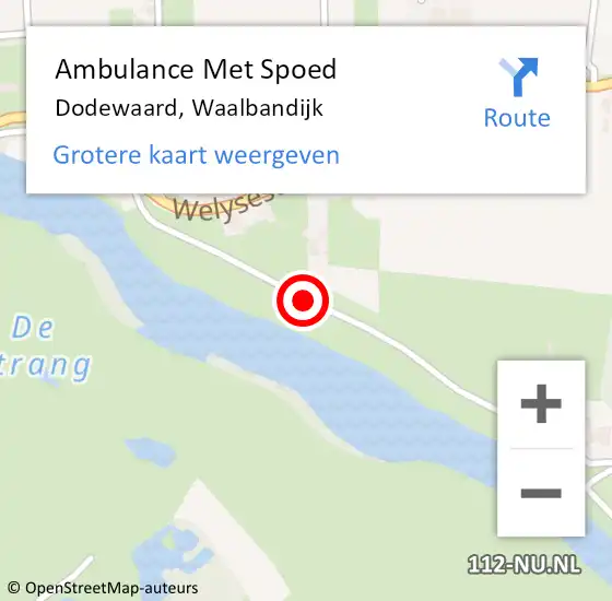 Locatie op kaart van de 112 melding: Ambulance Met Spoed Naar Dodewaard, Waalbandijk op 21 augustus 2018 11:59
