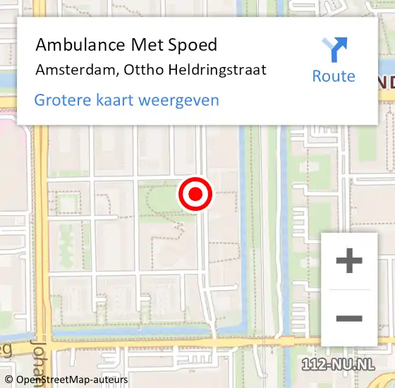Locatie op kaart van de 112 melding: Ambulance Met Spoed Naar Amsterdam, Ottho Heldringstraat op 21 augustus 2018 14:27