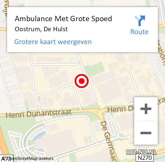 Locatie op kaart van de 112 melding: Ambulance Met Grote Spoed Naar Oostrum, De Hulst op 21 augustus 2018 16:11