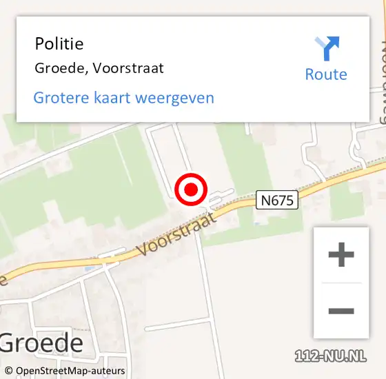 Locatie op kaart van de 112 melding: Politie Groede, Voorstraat op 21 augustus 2018 16:24