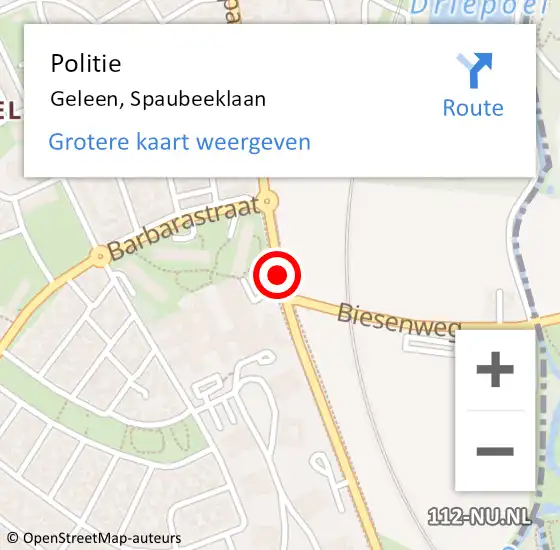 Locatie op kaart van de 112 melding: Politie Geleen, Spaubeeklaan op 21 augustus 2018 16:51