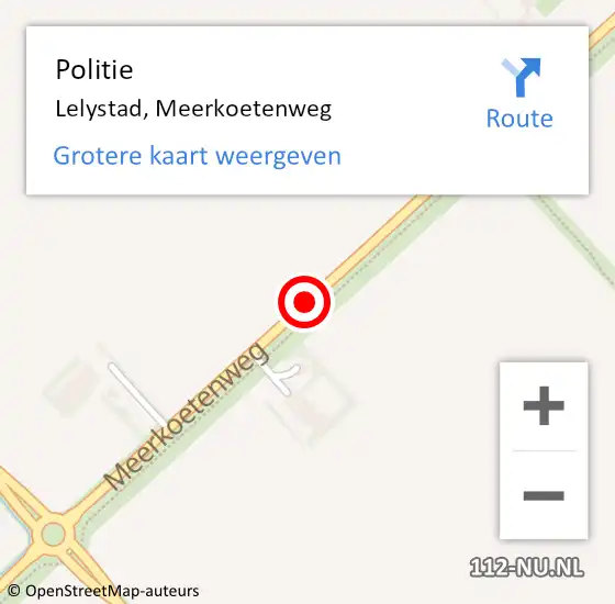 Locatie op kaart van de 112 melding: Politie Lelystad, Meerkoetenweg op 21 augustus 2018 16:57