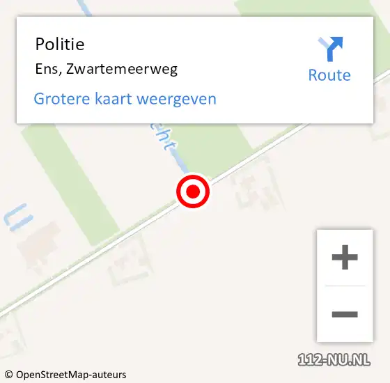 Locatie op kaart van de 112 melding: Politie Ens, Zwartemeerweg op 21 augustus 2018 16:58