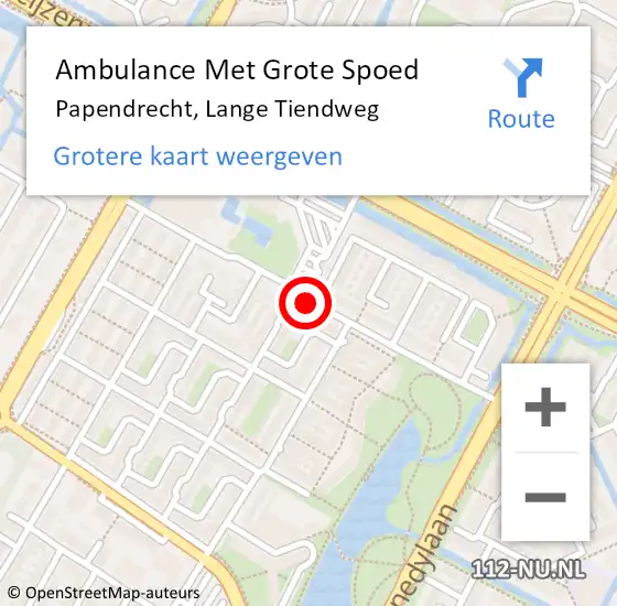 Locatie op kaart van de 112 melding: Ambulance Met Grote Spoed Naar Papendrecht, Lange Tiendweg op 21 augustus 2018 18:43