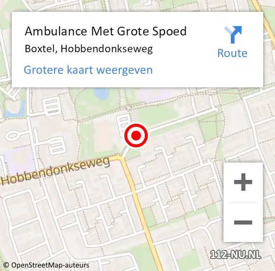 Locatie op kaart van de 112 melding: Ambulance Met Grote Spoed Naar Boxtel, Hobbendonkseweg op 21 augustus 2018 19:17