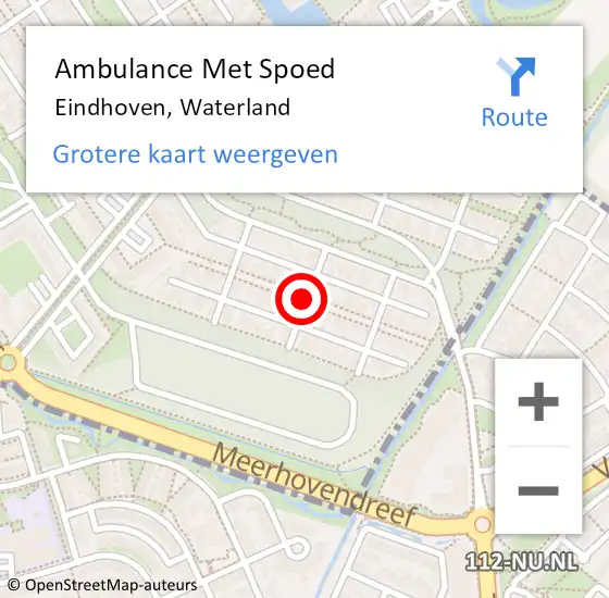 Locatie op kaart van de 112 melding: Ambulance Met Spoed Naar Eindhoven, Waterland op 21 augustus 2018 19:25
