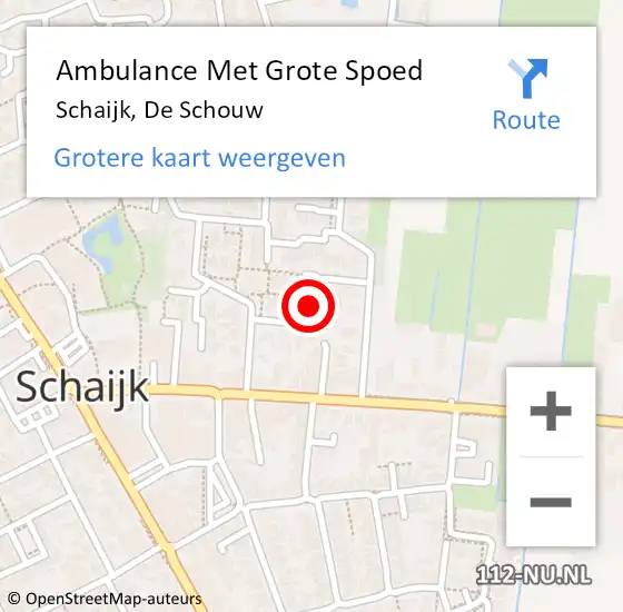Locatie op kaart van de 112 melding: Ambulance Met Grote Spoed Naar Schaijk, De Schouw op 21 augustus 2018 19:59