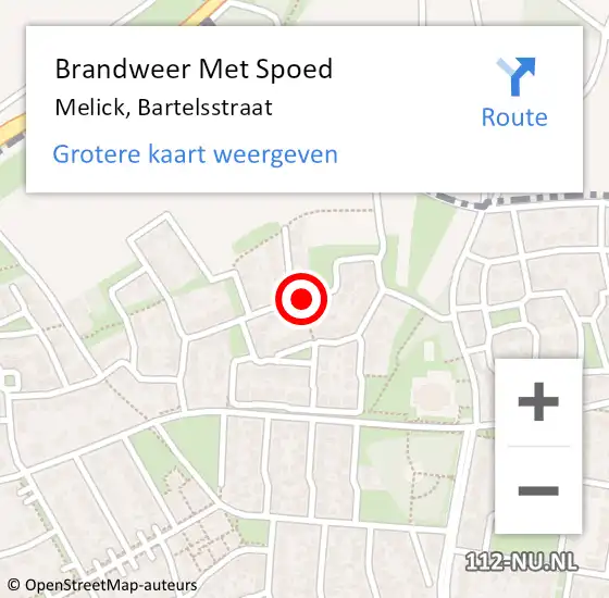 Locatie op kaart van de 112 melding: Brandweer Met Spoed Naar Melick, Bartelsstraat op 21 augustus 2018 22:43