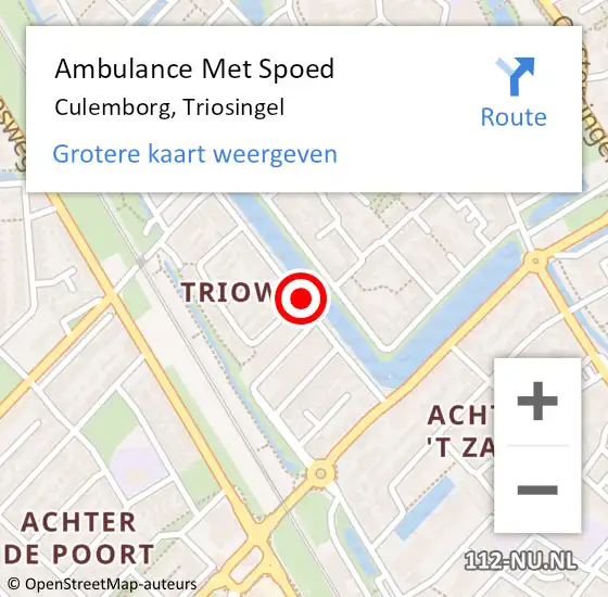 Locatie op kaart van de 112 melding: Ambulance Met Spoed Naar Culemborg, Triosingel op 21 augustus 2018 23:43