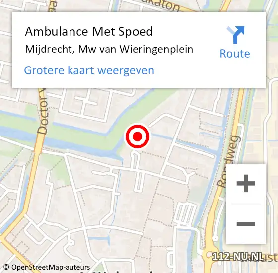 Locatie op kaart van de 112 melding: Ambulance Met Spoed Naar Mijdrecht, Mw van Wieringenplein op 22 augustus 2018 00:10