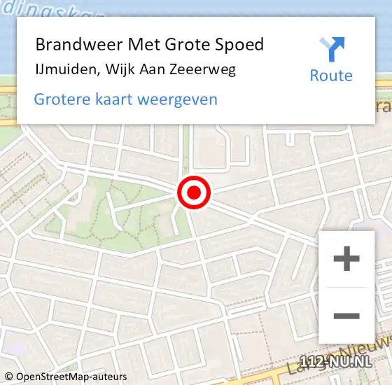 Locatie op kaart van de 112 melding: Brandweer Met Grote Spoed Naar IJmuiden, Wijk Aan Zeeerweg op 22 augustus 2018 00:15