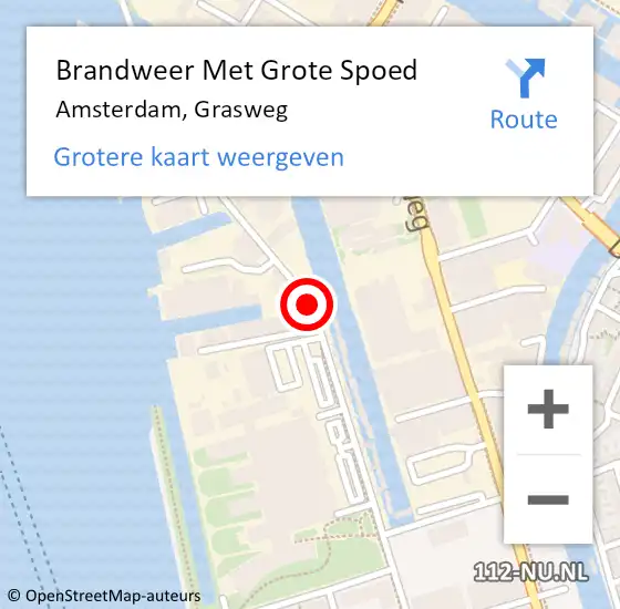 Locatie op kaart van de 112 melding: Brandweer Met Grote Spoed Naar Amsterdam, Grasweg op 22 augustus 2018 00:19