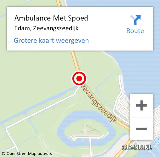 Locatie op kaart van de 112 melding: Ambulance Met Spoed Naar Edam, Zeevangszeedijk op 22 augustus 2018 00:32