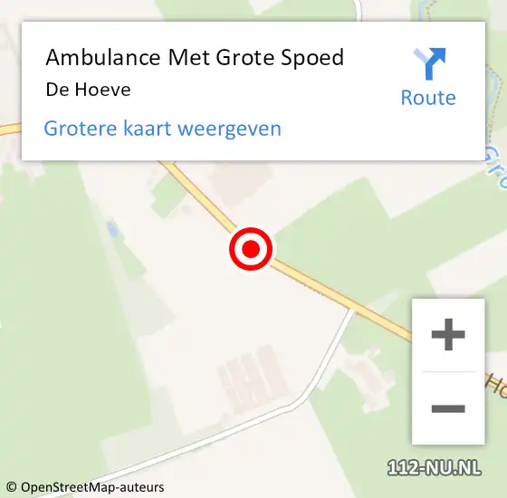 Locatie op kaart van de 112 melding: Ambulance Met Grote Spoed Naar De Hoeve op 22 augustus 2018 00:34