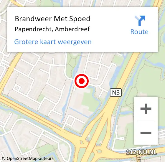 Locatie op kaart van de 112 melding: Brandweer Met Spoed Naar Papendrecht, Amberdreef op 22 augustus 2018 00:38