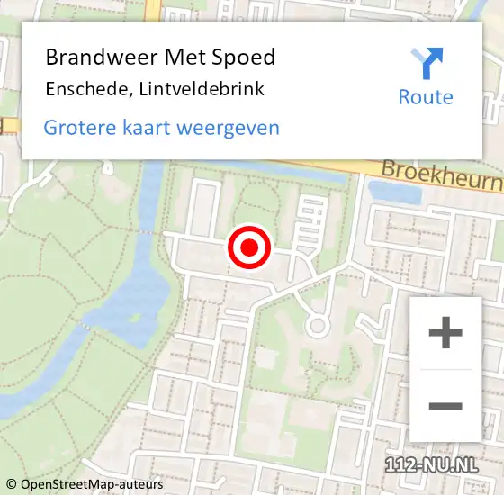 Locatie op kaart van de 112 melding: Brandweer Met Spoed Naar Enschede, Lintveldebrink op 22 augustus 2018 00:54