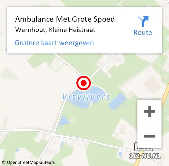 Locatie op kaart van de 112 melding: Ambulance Met Grote Spoed Naar Wernhout, Kleine Heistraat op 22 augustus 2018 01:24