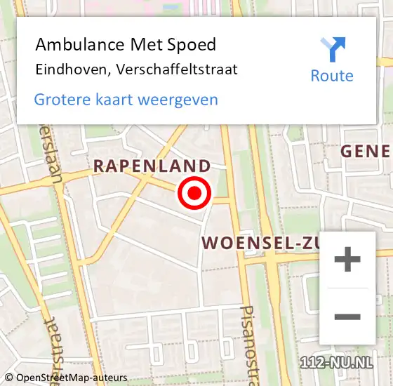 Locatie op kaart van de 112 melding: Ambulance Met Spoed Naar Eindhoven, Verschaffeltstraat op 22 augustus 2018 01:29