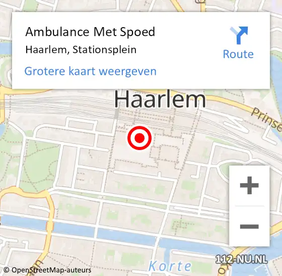 Locatie op kaart van de 112 melding: Ambulance Met Spoed Naar Haarlem, Stationsplein op 22 augustus 2018 02:23