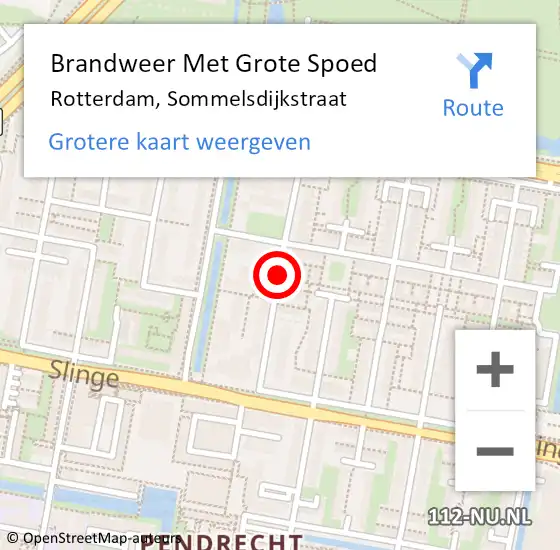Locatie op kaart van de 112 melding: Brandweer Met Grote Spoed Naar Rotterdam, Sommelsdijkstraat op 22 augustus 2018 03:05
