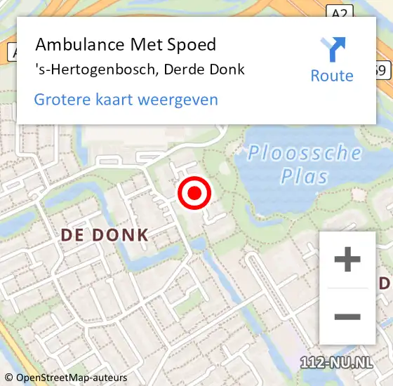 Locatie op kaart van de 112 melding: Ambulance Met Spoed Naar 's-Hertogenbosch, Derde Donk op 22 augustus 2018 03:05