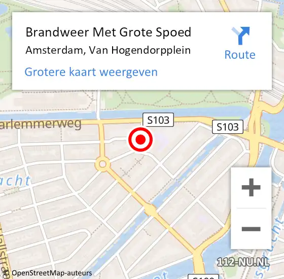 Locatie op kaart van de 112 melding: Brandweer Met Grote Spoed Naar Amsterdam, Van Hogendorpplein op 22 augustus 2018 08:26