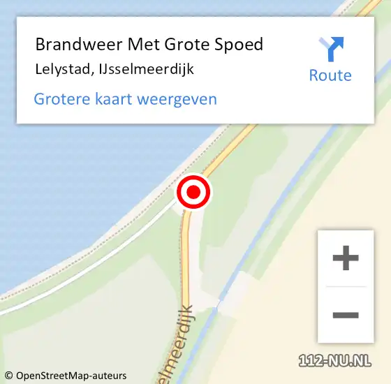 Locatie op kaart van de 112 melding: Brandweer Met Grote Spoed Naar Lelystad, IJsselmeerdijk op 22 augustus 2018 09:12