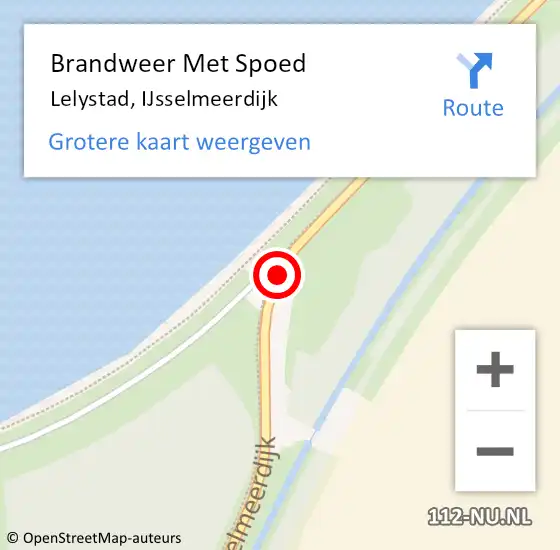 Locatie op kaart van de 112 melding: Brandweer Met Spoed Naar Lelystad, IJsselmeerdijk op 22 augustus 2018 11:56