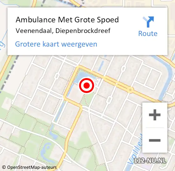 Locatie op kaart van de 112 melding: Ambulance Met Grote Spoed Naar Veenendaal, Diepenbrockdreef op 22 augustus 2018 13:44