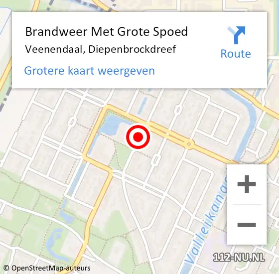 Locatie op kaart van de 112 melding: Brandweer Met Grote Spoed Naar Veenendaal, Diepenbrockdreef op 22 augustus 2018 13:45