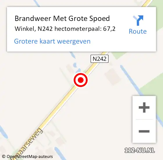 Locatie op kaart van de 112 melding: Brandweer Met Grote Spoed Naar Winkel, N242 hectometerpaal: 67,2 op 22 augustus 2018 15:31