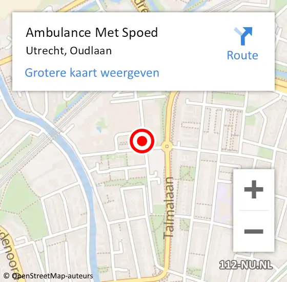 Locatie op kaart van de 112 melding: Ambulance Met Spoed Naar Utrecht, Oudlaan op 22 augustus 2018 17:34