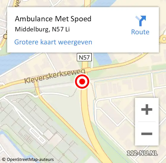 Locatie op kaart van de 112 melding: Ambulance Met Spoed Naar Middelburg, N57 Li op 22 augustus 2018 18:19