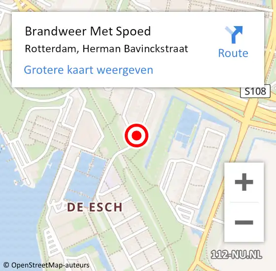 Locatie op kaart van de 112 melding: Brandweer Met Spoed Naar Rotterdam, Herman Bavinckstraat op 22 augustus 2018 18:22