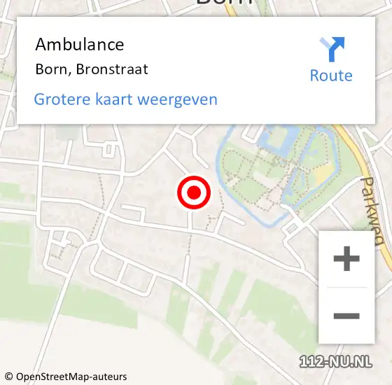Locatie op kaart van de 112 melding: Ambulance Born, Bronstraat op 22 augustus 2018 18:27