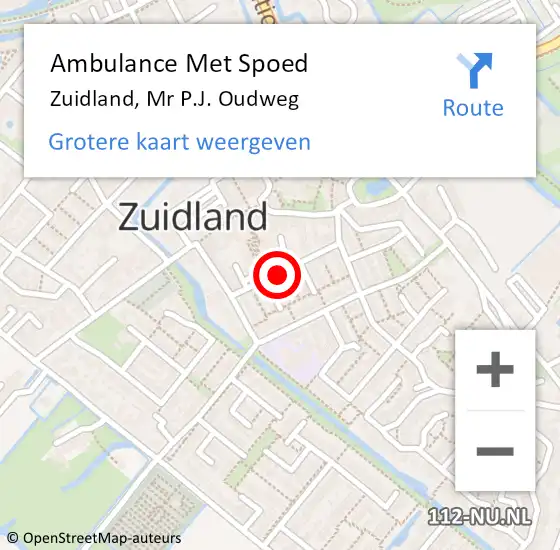 Locatie op kaart van de 112 melding: Ambulance Met Spoed Naar Zuidland, Oudweg op 22 augustus 2018 18:48