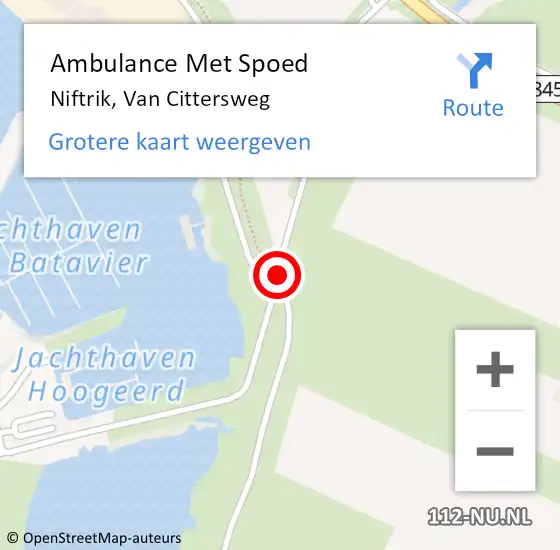 Locatie op kaart van de 112 melding: Ambulance Met Spoed Naar Niftrik, Van Cittersweg op 22 augustus 2018 19:55