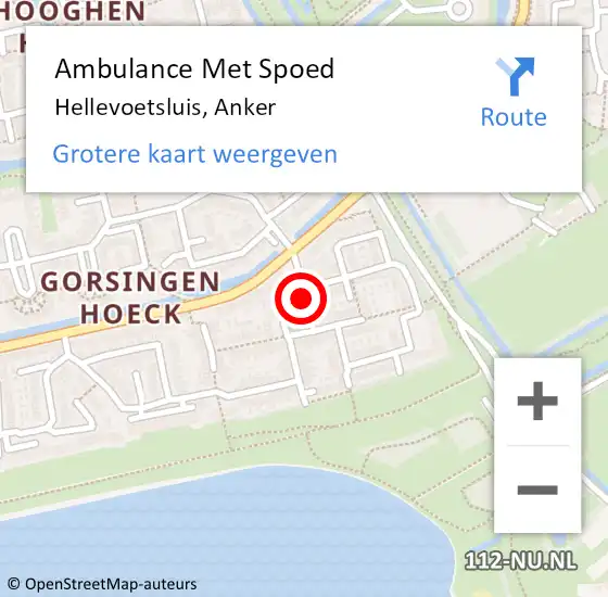 Locatie op kaart van de 112 melding: Ambulance Met Spoed Naar Hellevoetsluis, Anker op 22 augustus 2018 20:39