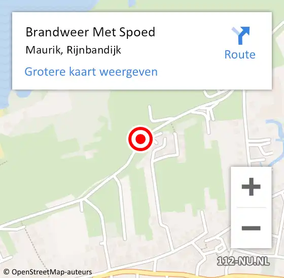 Locatie op kaart van de 112 melding: Brandweer Met Spoed Naar Maurik, Rijnbandijk op 22 augustus 2018 22:37