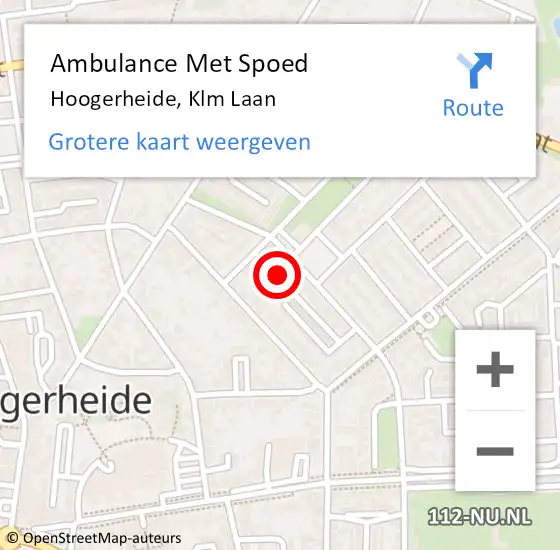 Locatie op kaart van de 112 melding: Ambulance Met Spoed Naar Hoogerheide, Klm Laan op 23 augustus 2018 07:09