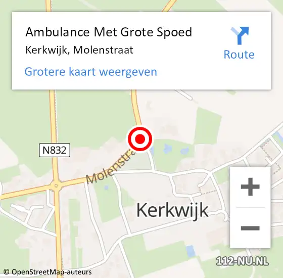 Locatie op kaart van de 112 melding: Ambulance Met Grote Spoed Naar Kerkwijk, Molenstraat op 23 augustus 2018 07:14