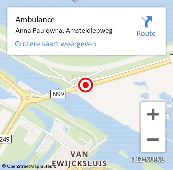 Locatie op kaart van de 112 melding: Ambulance Anna Paulowna, Amsteldiepweg op 23 augustus 2018 10:46