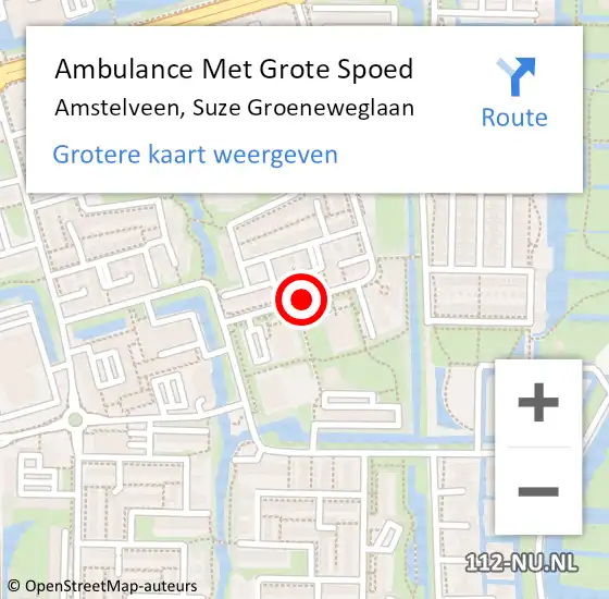 Locatie op kaart van de 112 melding: Ambulance Met Grote Spoed Naar Amstelveen, Suze Groeneweglaan op 23 augustus 2018 13:43