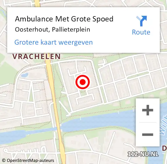 Locatie op kaart van de 112 melding: Ambulance Met Grote Spoed Naar Oosterhout, Pallieterplein op 23 augustus 2018 17:54