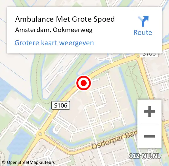 Locatie op kaart van de 112 melding: Ambulance Met Grote Spoed Naar Amsterdam, Ookmeerweg op 23 augustus 2018 18:13