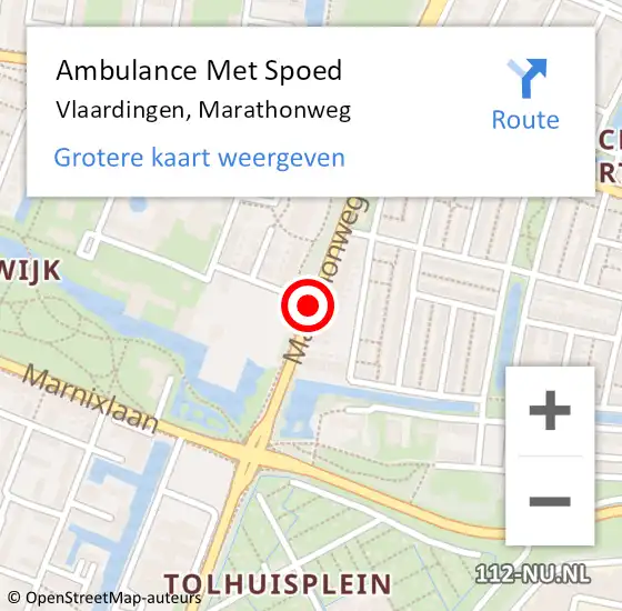 Locatie op kaart van de 112 melding: Ambulance Met Spoed Naar Vlaardingen, Marathonweg op 23 augustus 2018 21:06
