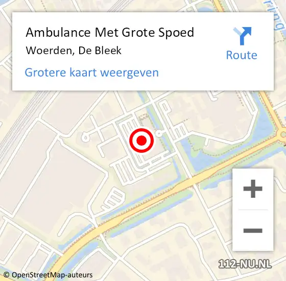 Locatie op kaart van de 112 melding: Ambulance Met Grote Spoed Naar Woerden, De Bleek op 24 augustus 2018 09:58