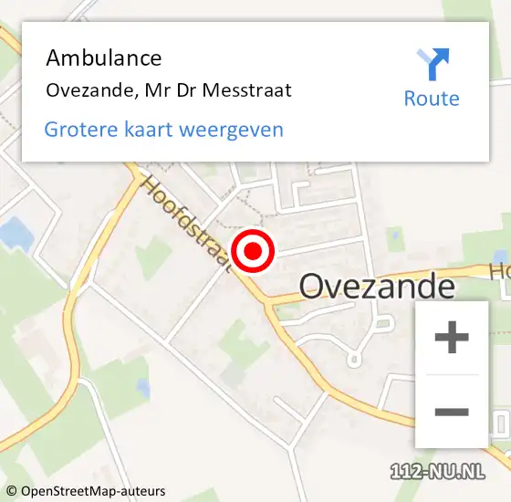 Locatie op kaart van de 112 melding: Ambulance Ovezande, Mr Dr Messtraat op 24 augustus 2018 13:05